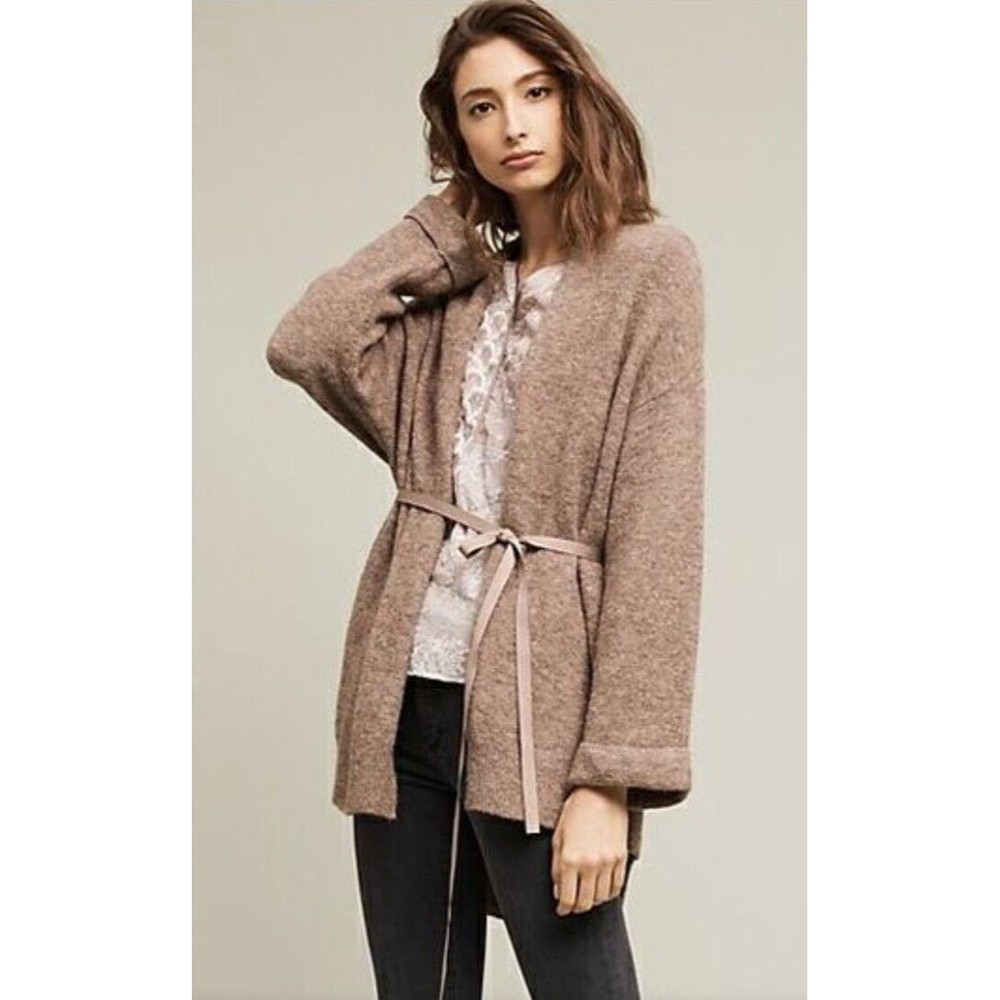 Anthropologie Moth Vallon Ribbon Tie Cardigan Sweater Wool Blend Size Small - Picture 1 of 12